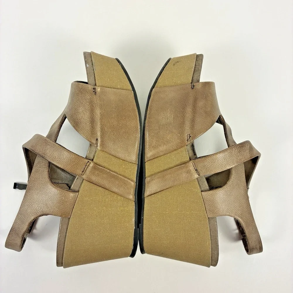 Antelope H43 Kaya Women's Metallic Taupe Leather Wedge Sandal EU 37 US 6.5